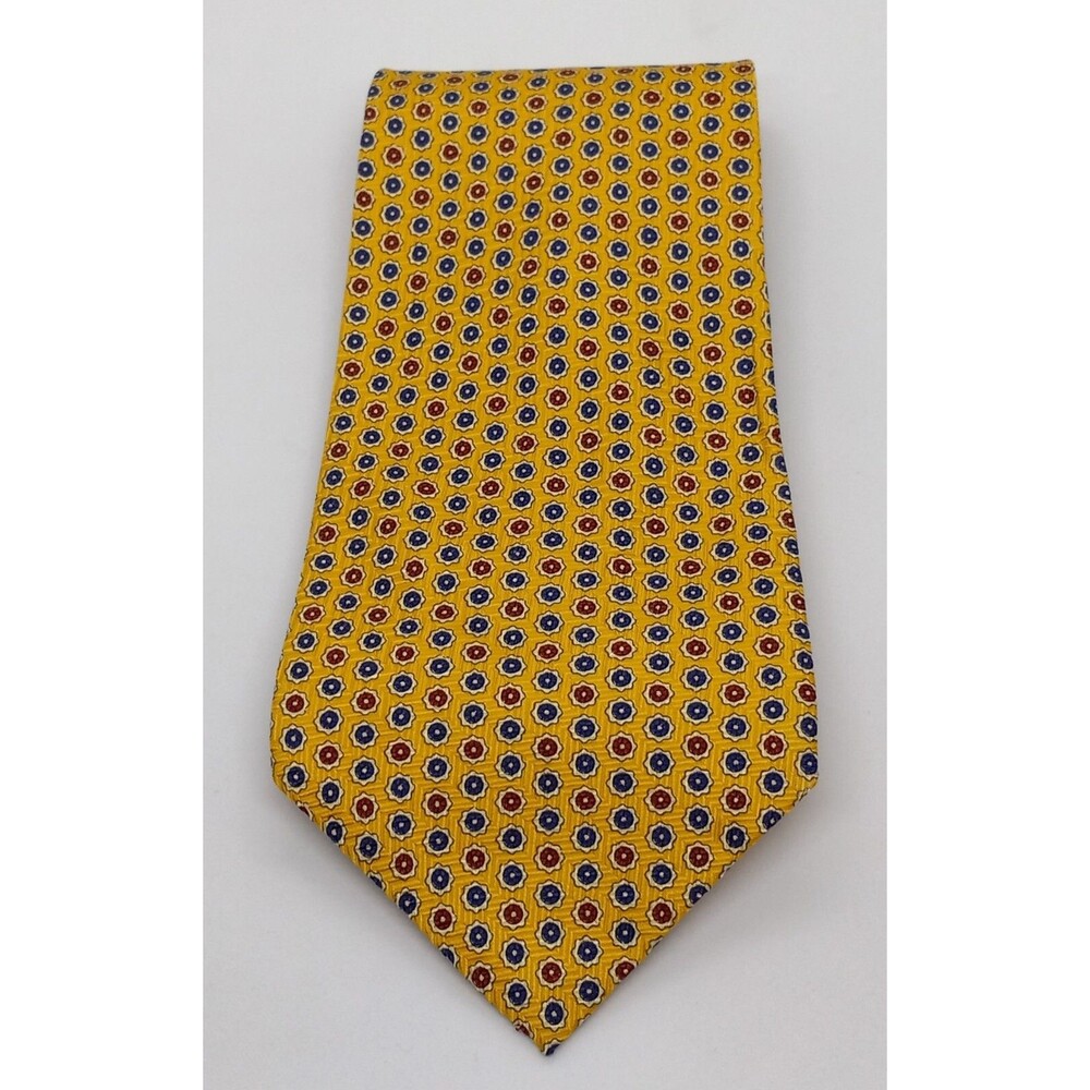 Polo Ralph Lauren Silk Necktie. Yellow Men's Tie Red Blue & White Designs. USA
